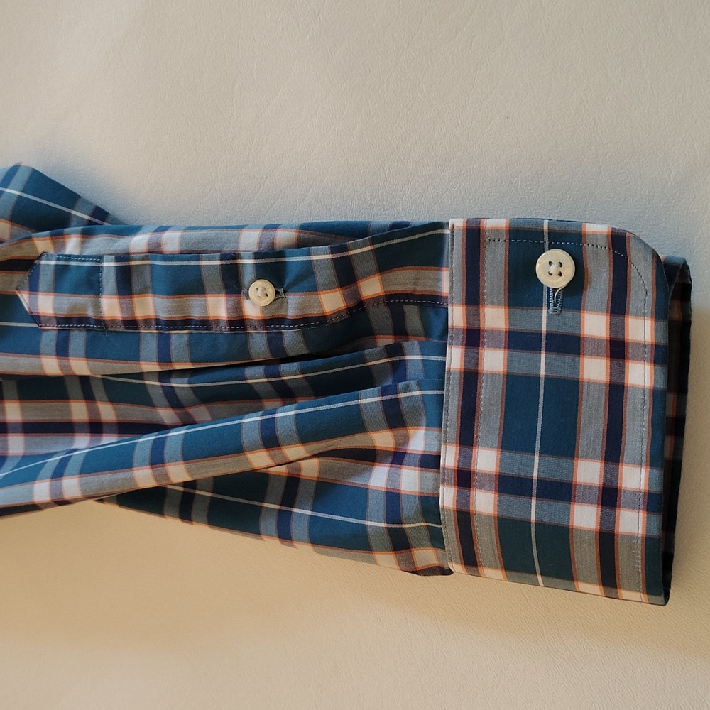 Land's End Shirt Size L Plaid Button Down Long Sleeve Cotton Office Casual Green - Picture 10 of 13